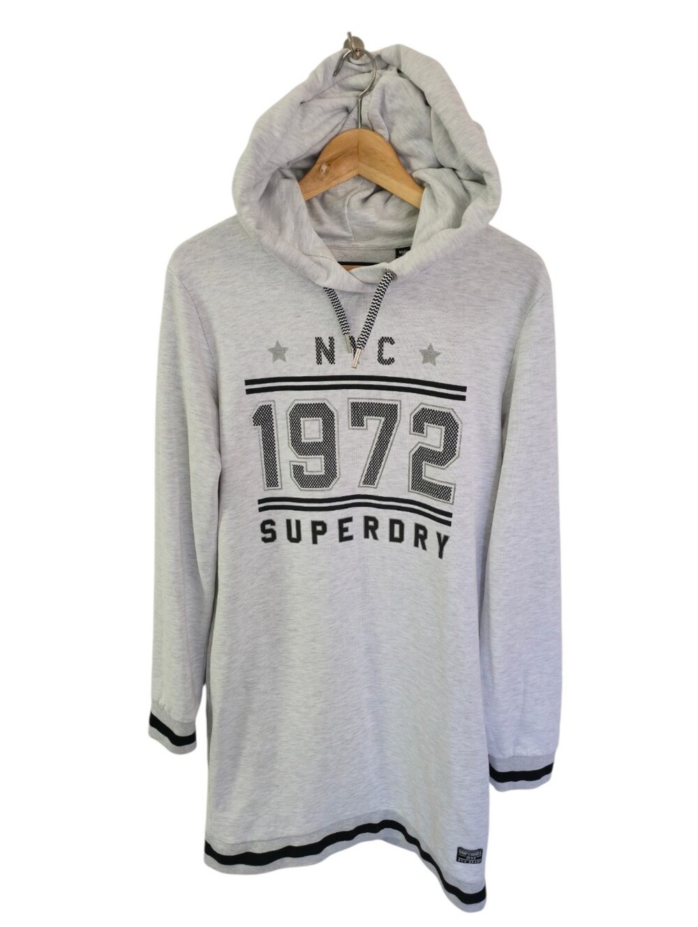 Superdry Tokyo Hooded Sweat Dress Gray Marled Size 10